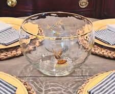 VERY RARE Vintage CULVER Ned Smith PUNCH BOWL Barware 4 Fowl & 22k Gold Rim EUC picture