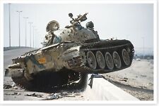 Destroyed Iraqi T-55 Main Battle Tank In Kuwait Desert Storm 8 x 12 Photo picture