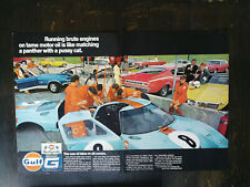 Vintage 1968 Gulf Formula G Racing Motor Oul Two Page Original Color Ad - 521 picture