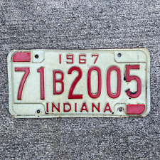 Vintage 1967 Indiana License Plate 71 B 2005 IND-65 White Red Vanity Plate picture
