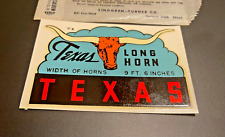 Vintage Texas Long Horn State Souvenir Travel Luggage Decal LIndgren Turner Co picture
