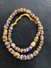 Vintage Venetian Chevron Glass Bead Long Strand trade beads picture