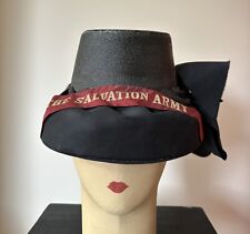 Vintage 1940s 50s Salvation Army black red ribbon uniform hat bonnet picture