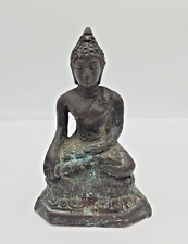 Thai Copper Seated Buddha Figurine Shakyamuni Small 3.75