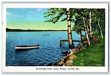1938 Greetings From Lake Kezar Canoe Boat Scene Lovell Maine ME Posted Postcard picture