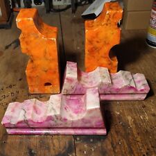 ??? Lot Of 4 Large Stone/rock Book Ends Sculpture MCM Paper Weight Pink Orange  picture