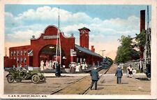 Postcard C. & N.W. Railroad Train Station Depot in Beloit, Wisconsin picture