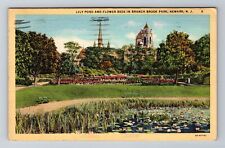 Newark NJ-New Jersey, Lily Pond And Flower Beds, Antique Vintage c1946 Postcard picture