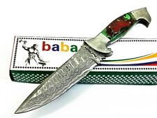 BABA KNIVES BEAUTIFUL CUSTOM HAND MADE DAMASCUS STEEL HUNTING BOWIE KNIFE RESIN picture