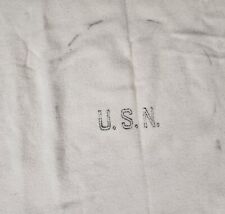 Vintage WWII U.S. Navy Wool Blanket Cream with Blue