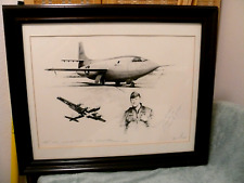 RARE Chuck Yeager Dan Witkoff Signed Print Bell X-1 Boeing B-29 Mothership picture