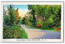1938 Greetings From Chepachet Street Scene Rhode Island Posted Vintage Postcard picture