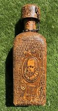 Vintage Leather Wrapped Whisky Bottle Decanter Miguel De Cervantes - Great Cond picture