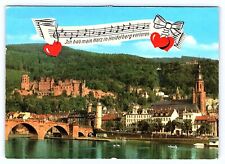 Vintage Postcard Germany, Heidelberg Alte Brücke mit Blick auf das Schon c1974 picture
