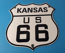 Vintage US Route 66 Kansas Porcelain Highway State Road Gas Oil Pump Sign picture