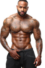 8x10 Joshua Benoit Black Male Model Photo Print Muscular Shirtless -AA37 picture
