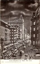 Vintage Postcard Lower Broadway at Night NY New York 1907                  G-386 picture