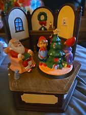 Vtg 1983 Christmas Scioto Music Box Ceramic Musical Santa Elves Tree  picture