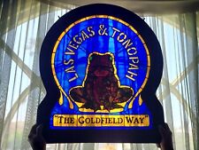 Vtg Las Vegas To Tonopah The Goldfield Way Bullfrog Stained Glass Sign Railroad picture