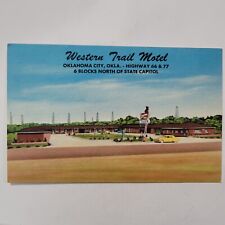 Western Trail Motel Oklahoma City OK Route 66 & 77 Vintage Linen Postcard picture