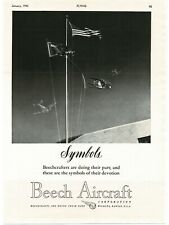 1943  BEECH AIRCRAFT Flags Symbols of devotion by employees WWII Vintage Ad picture