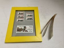 AMERICAN STEAM LOCOMOTIVES - 4 SETs OF 5 U.S. TRAIN STAMPS 1 FRAMED YELLOW picture