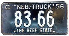 Nebraska 1956 Commercial Truck License Plate Pub Vintage Garfield Co Collector picture