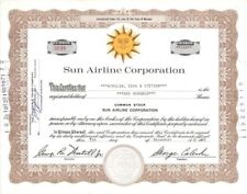 Sun Airline Corp. - 1960's dated Aviation Stock Certificate - Aviation Stocks picture