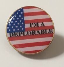 I’M A DEPLORABLE Round American Flag Lapel Pin USA MADE DONALD TRUMP picture