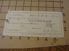 Vintage Original Paper: 1917 - receipt to E E DEAN MD. medicine, LEBANON NH picture