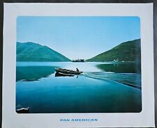 Vintage Poster Pan Am Jets Yugoslavia Series 22 - 1970 Canoe Kotor Montenegro picture