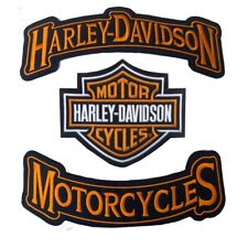 Harley Davidson Classic Orange Logo Sew-on Patch Top Bottom Rocker Orange PATCH picture