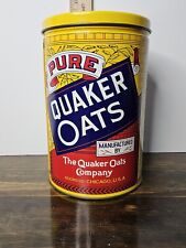 Vintage Quaker Oats Metal Tin Canister Can Rolled White 1984  picture