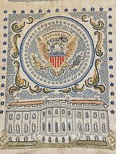 1900s Vintage American Patriotic Needlework Folk Art Clock Cross Stitch picture