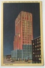 Dallas Texas c1940's Art Deco Dallas Power & Light Co. Building at Night B-22 picture
