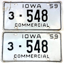 Iowa 1959 License Plate Commercial Truck Set Allamakee Co Vintage Wall Decor picture