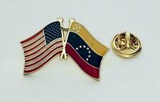 USA - Venezuela 7 Star w/ Crest FRIENDSHIP CROSSED FLAGS LAPEL PIN  picture