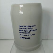 Vintage 1986 Lufthansa Airlines Ceramic Mug Stein New York Munich Stuttgart 0.5L picture
