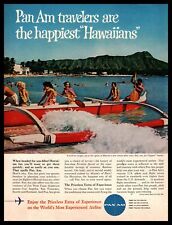 1962 Pan Am Airlines Jet Clipper Hawaiian Vacation Outrigger Boat Print Ad picture