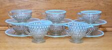 14 Piece Vintage Anchor Hocking Clear Opalescent Moonstone Hobnail Dishes  picture