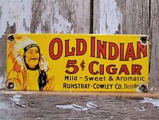 VINTAGE OLD INDIAN CIGAR PORCELAIN SIGN TOBACCO PIPE CIGARETTE SMOKE DISTRIBUTOR picture