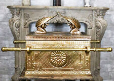 Oversized 1:2 Matte Gold Judaic Ark Of Covenant Model W/ Contents Sculpture Box picture