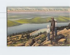 Postcard Ranger & Boy Looking Westward Acadia National Park Bar Harbor Maine picture