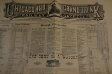 Antique Chicago and Grand Trunk Rail Train Gazette Newspaper 1883 Original picture