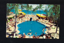 c.1960s Raleigh Hotel Pool Roadside Beach Palms Miami Beach Florida FL Postcard picture