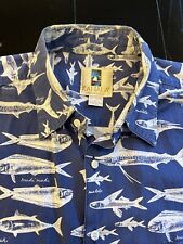 NWOT KAHALA HAWAIIAN ALOHA Button Pocket Shirt Large Pacific Stripe Marlin picture