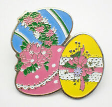 Easter Eggs Blue Pink Yellow Vintage Lapel Pin picture