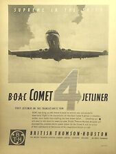 BOAC de Havilland Comet 4 Jetliner Coventry England Vintage Print Ad 1958 picture