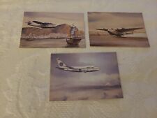 Pan Am set of 3 Postcards by Artist John T McCoy  Boeing 747SP, M-130, B-314 picture