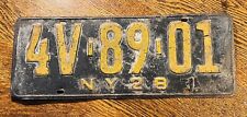 1928 NEW YORK LICENSE PLATE NY 4V-89-01 RAT ROD ANTIQUE VINTAGE HOT ROD picture
